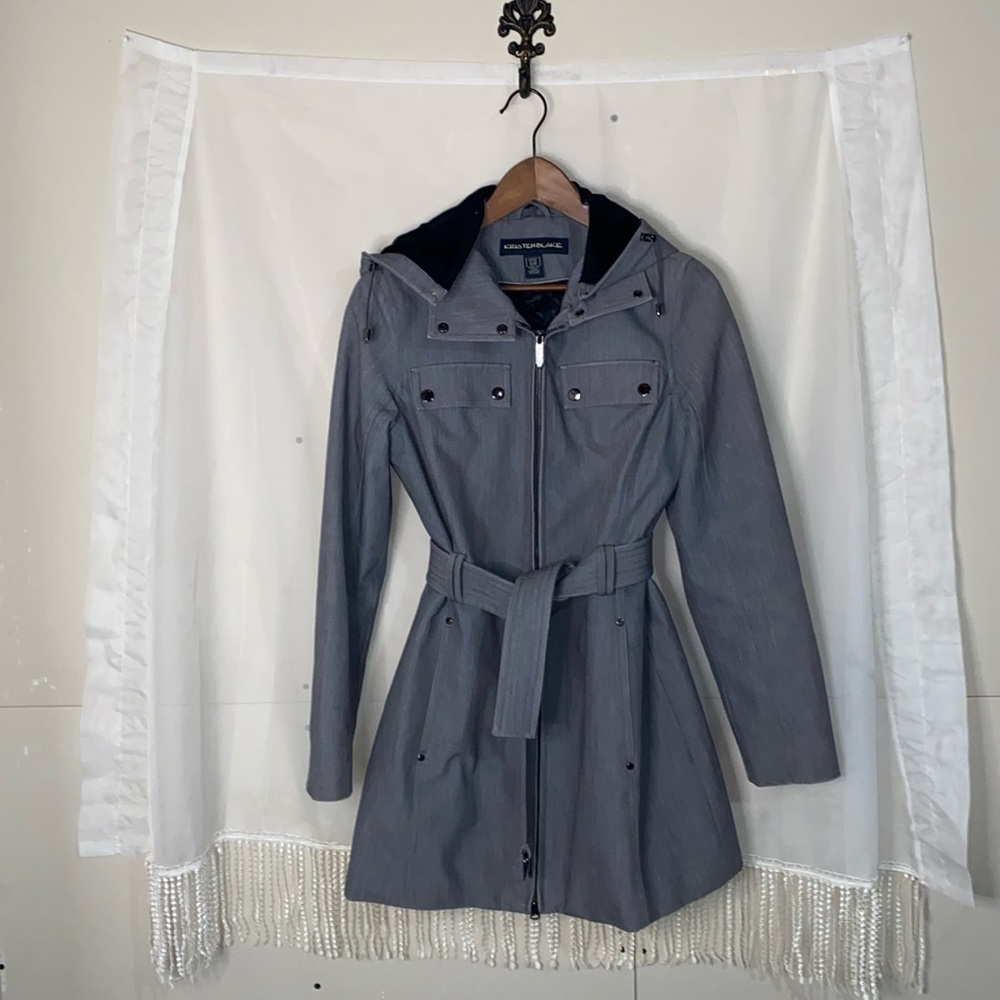 KRISTEN BLAKE Jacket, 3/4 Length, Small, Black, Grey, Good Condition, Used